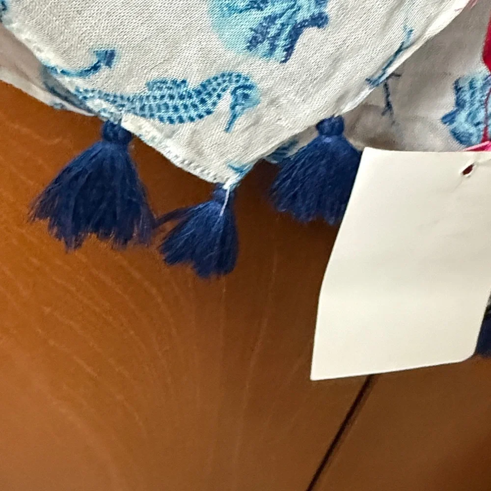 Macbeth Collection by Margaret Josephs Nautical Blue and White Scarf Wrap NWT OS